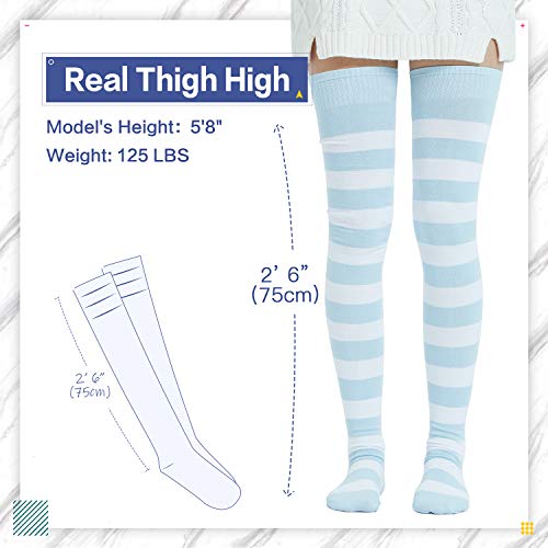 Kayhoma Extra Long Cotton Stripe Thigh High Socks Over the Knee High Socks2