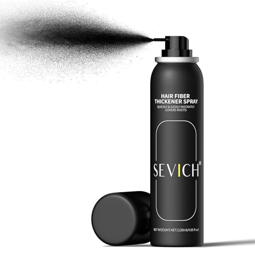 Sevich Hair Fiber Spray for Thinning Hair - Black Hair Building Fibers Instant Thickening for Men & Women Waterproof & Sweatproof Root Touch Up Spray 120ml (Black)