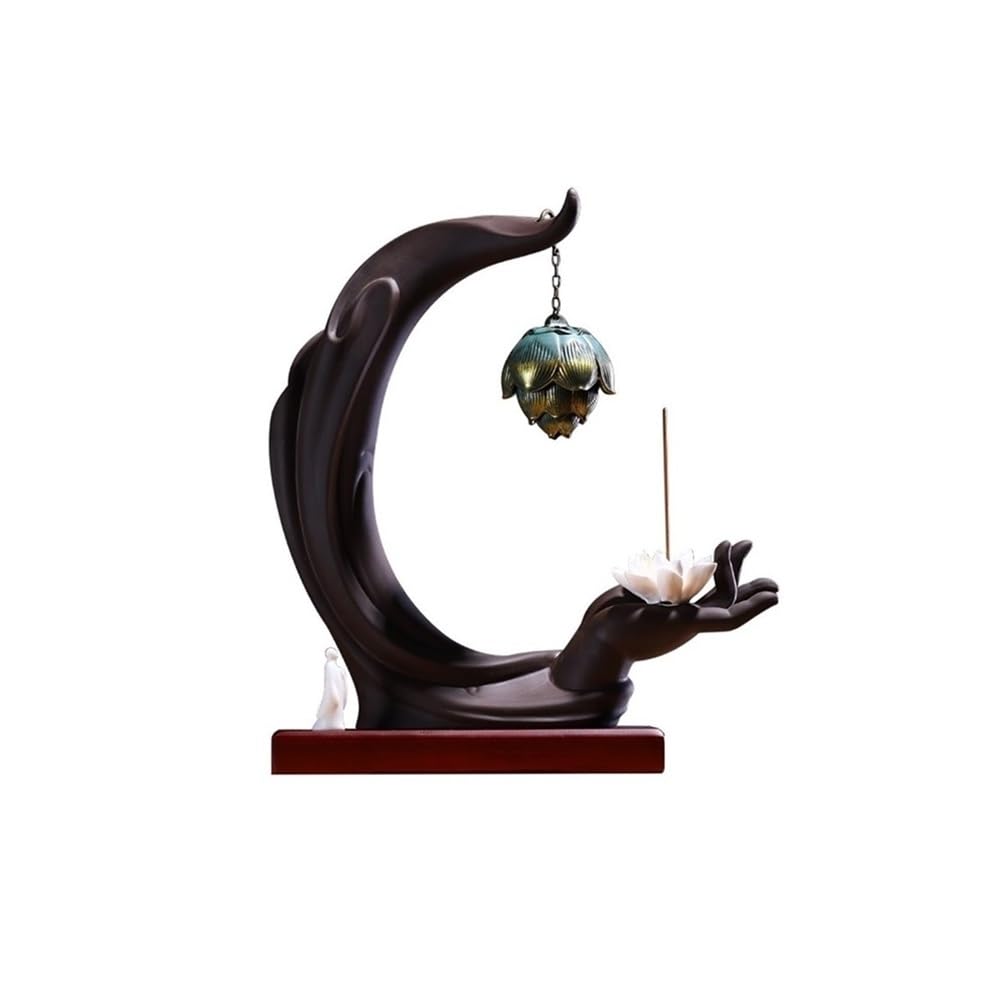 Incense Holder, Home Decorative Ceramic Incense Burner Indoor Buddha Hand Reverse Flow Holder