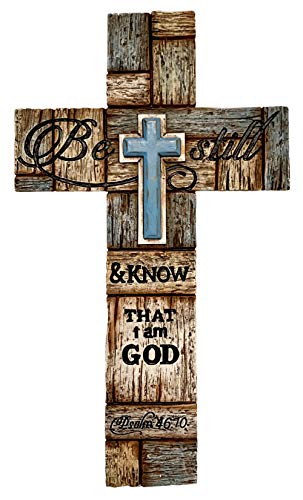 Inspirational Layered Wall Cross, Realistic Wood Texture - Be Still & Know That I am God - Psalm 46:10 Inspirational Layered Wall Cross, Realistic Wood Texture - Be Still & Know That I am God - Psalm 46:10