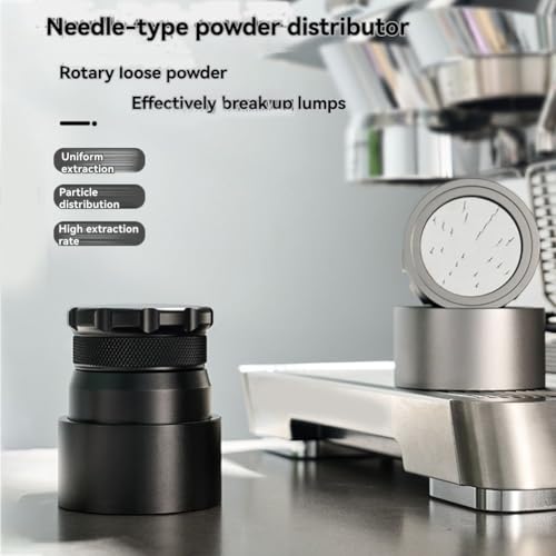 Distribuidor de café de 53 mm con aguja negra y nivelador ajustable 8