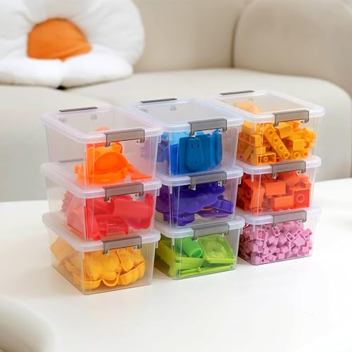 Image of Citylife 1.3 QT 30 Packs Small Storage Bins Plastic Storage Container Stackable Box with Lids for Organizing, Clear White