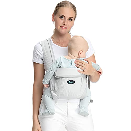 CUBY Porte-Bébé (4 à 15kg) Porte-Bébé Ergonomique - Porte-Bébé Avant en X - Echarpes de portage (maille grise) Cover