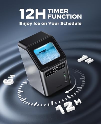 Image of Silonn Nugget Ice Makers Countertop - 44lbs per Day Ice Machine with Self-Cleaning, Timer Pebble Ice Maker with Soft Chewable Ice, One-Click Operation Ice Machine, Stainless Steel