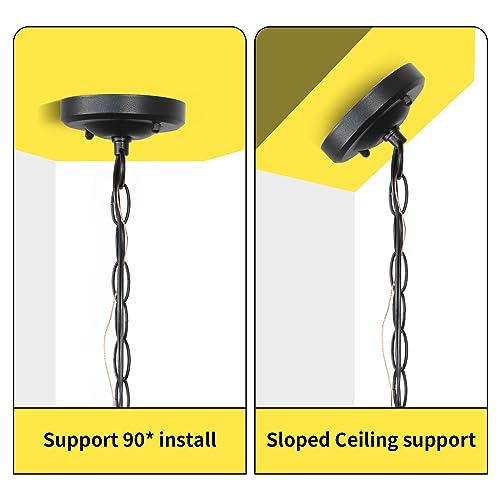 Black Outdoor Pendant Light Fixture Exterior Hanging Lights with Adjustable Chain Waterproof Outside or Indoor Hanging Lantern for Dinning Room Hallway Kitchen Island Porch Doorway(1 Pack)