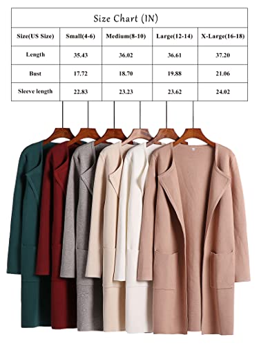 Anrabess Women's Open Front Knit Cardigan Long Sleeve Lapel Casual Solid Classy Sweater Jacket 715Huise-M Gray #TOP5
