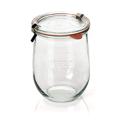 image for Weck Jars - 1 Liter - Large Sour Dough Starter Jars - Tulip Jar with W