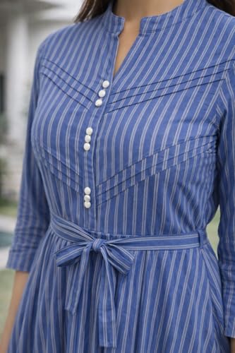 Image of CAMEY Women Striped Cotton Dress