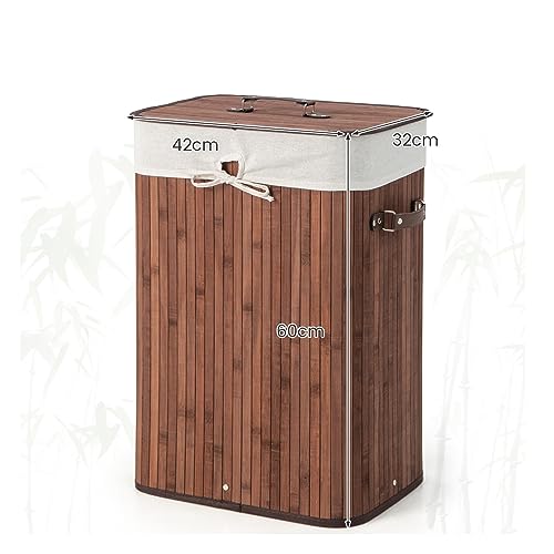 Multigot Bamboo Laundry Basket, 72L Clothes Storage Hamper with Removable Liner Bag & Lid, Portable Washing Room Basket for Laundry Room Bedroom (Coffee) - Image 6
