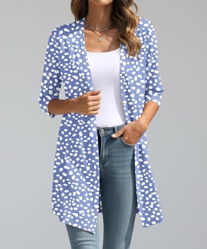 Image of YSYOKOW Lightweight Cardigans for Women 3 /4 Sleeve Long Open Front | Cardigan sweaters for women lightweight, summer cardigans for women lightweight, long cardigans for women trendy, dressy