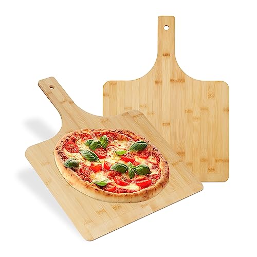 Relaxdays Pizzaschieber XXL, 2er Set, 50x38 cm, Pizzaschaufel,...