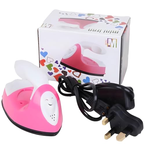 Mini DIY Craft Iron Handheld Electric Iron Portable ABS Travel Clothes Mini Irons for Fuse Beads Sewing Patchwork Heat Press Name Stickers (Pink Mini Irons)