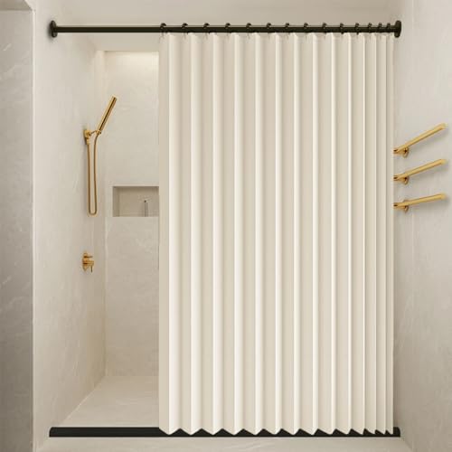 間仕切りカーテン, ドアカーテン 142 x 234 cm 無地厚手冷気遮断断熱防音防寒保温省エネ節電対策目隠し形状記憶加工玄関キッチリビグ洗濯機可部屋の仕切りおしゃれ遮光間おゃれ寝室キッチ浴室対応玄関, ベージュ