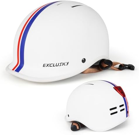 Exclusky Bike Helmet for Men Women,Adult Bike Helmet with USB Rechargeable Rear Light Adjustable Bicycle Cycling Helmets Urban Commuter Helmet Scooter Skate Helmet Size 56-61cm