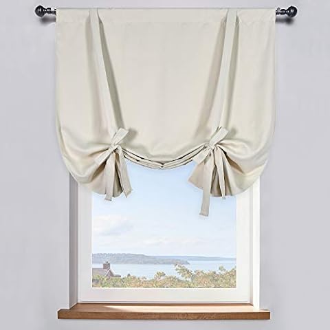 Cream Beige Room Darkening Tie-Up Valance Curtain Cover