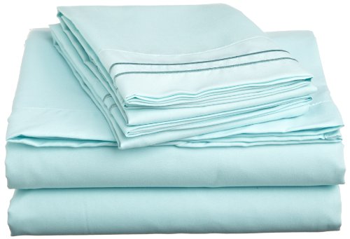Cathay Home Luxury Soft Microfiber Sheet Set with Embroidered Pillow Cases, King, Aqua