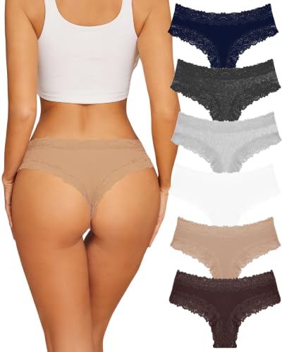 Image of Womens Cotton Underwear Sexy Lace Brazilian Panties Soft Bikini Ladies Pack | Soft Breathable Cotton Thongs Ladies Bikini,Lingerie for Women Ladies Girls,Sth Big Women's Clothing Gifts,Sport Work Yoga