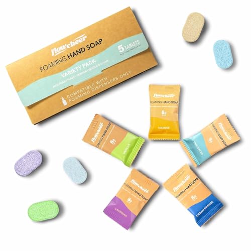 Image of flowcheer Foaming Hand Soap Refill Tablets -5 Sample Pack Hand Wash Tablets, Zero Waste Eco Friendly Cleaning Supplies-Fills 5 X 9 fl oz Refillable Foam Dispenser