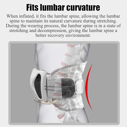 Cinturón de descompresión inflable para soporte de espalda baja, bomba de aire incluida, reduce el estrés de la columna lumbar, ideal para reducir el estrés