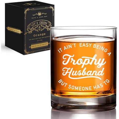 QIMIUTB Trophy Husband Whiskey Glasses Gift for Man,Bourbon Gifts for Men, Birthday Gift for Husband,Anniversary Christmas Celebration Gift for Dad Husband Grandpa Men, Perfect for Fathers Day-9 Cover