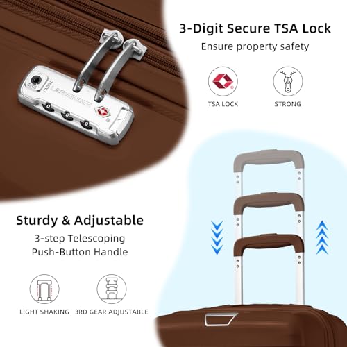 Image of LARVENDER Luggage Sets 5 Piece, Expandable (28Inch) Suitcases with Wheels | Hardside PP Luggage Set for Women Men with Duffel Bag, Checked Luggage, Carry On Luggage, TSA Lock, Maple
