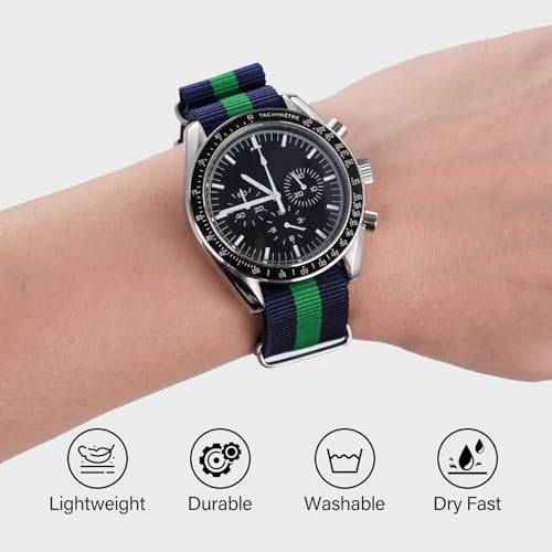 Image of TACTICAL FROG Nylon Watch Band 18mm 19 mm 20mm 22 mm 24 mm, Waterproof Military Watch Straps Replacement for Men Women, With Stainless Steel Buckle