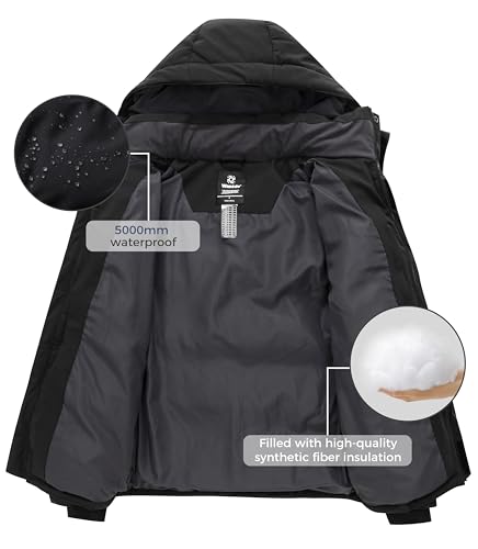 wantdo Men's Warm Winter Coat Waterproof Puffer Jacket Windproof Thicken Outwear4