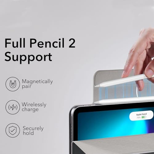 Image of LIRAMARK Case for Apple iPad Pro 11 inch 2022 /2021 /2020 4th /3rd Generation, Powerful Magnetic Case, Slim Trifold Stand, Supports Pencil Pro and Pencil (USB-C), Rebound Series - Grey