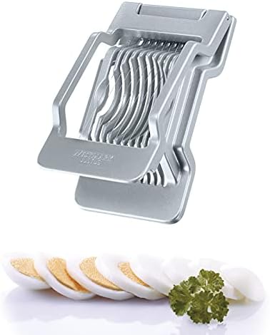 Westmark Egg Slicer for round or oval slices, Individually tensioned stainless steel cutting wires, Aluminium/Stainless Steel, Justus, Grey, 10402260