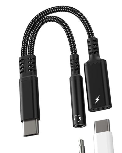 USB C - AUXA_v^[ wbhzWbNI[fBI iPhone17 16 15 Pro Max 3.5mm Type CP[u(2in1)[d Audifonos Ro[^[GNXeV Samsung S22 }`Android