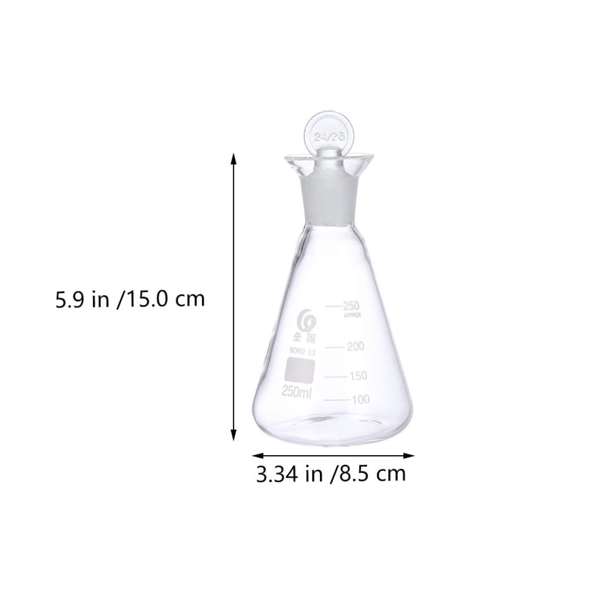 4 Fioles Coniques Graduées en Verre Borosilicaté pour Chimie