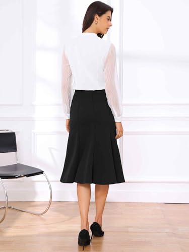 Allegra K High Waisted Fishtail Skirts for Women's Business Casual Panel Midi Skirt3