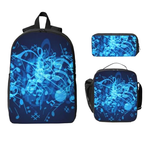 Sac à dos imprimé notes de musique bleues 3 en 1 taille unique - 2