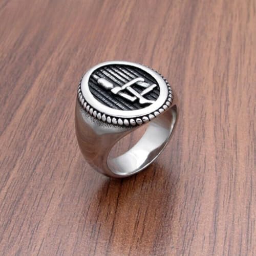 Men's Vintage Punk Tattoo Machine Engine Bit Dual Color Stainless Steel Ring US Size 7-134