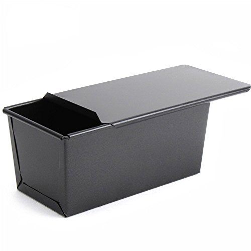 Astra shop Aluminized Steel Pullman Loaf Pan with Cover Bread Toast Mold with Lid, 8"x 4-1/2" x 3-1/2",Black