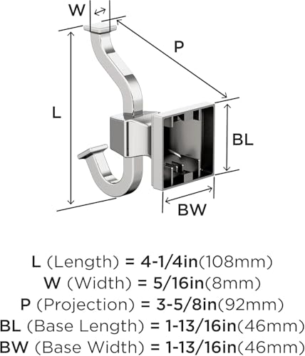 Image of Amerock Mulholland Double Prong Chrome Wall-Mounted Hook