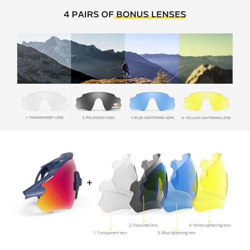 Image of Cycling Glasses, TR90 Unbreakable Frame Polarized Anti-UV400 Sports Sunglasses