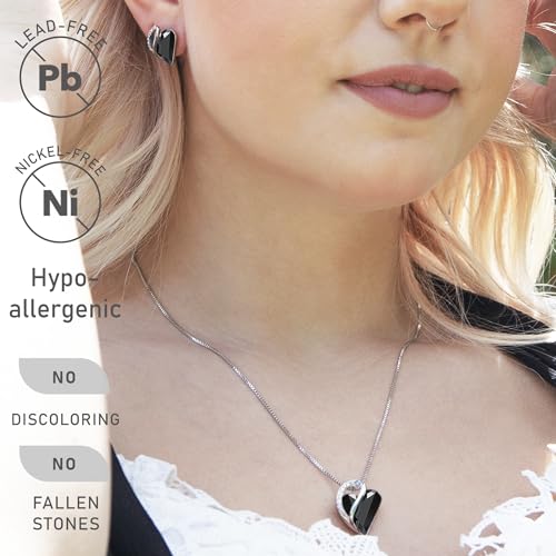 Image of Leafael Gift Necklaces for Women, Infinity Love Birthstone Heart Crystal Pendant, Birthday Anniversary Jewelry for Wife, Mom, and Her, Silver Plated, 18 inch + 2 inch Adjustable Chain