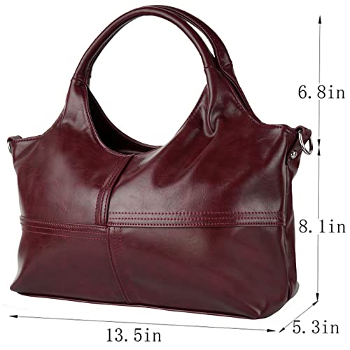 Kogtla Womens Vegan Leather Handbags Tote Bag Shoulder Bag Top Handle Satchel Ladies Purse Crossbody Hobo Bag Purple thumb #5