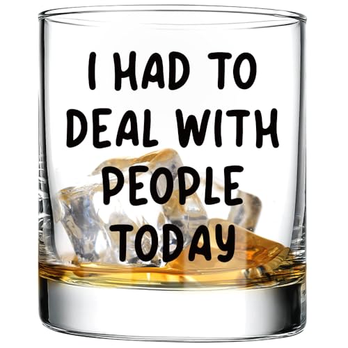 Regalos divertidos para compañeros de trabajo, oficina, I Had To Deal With People, vasos de whisky humorísticos de cumpleaños, día del padre, regalos de Navidad para marido, papá, amigos, hombres