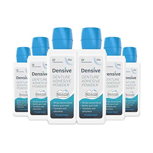 Image of Denture Adhesive Powder Pack of 6 | 15g Per Pack | Tasteless, flavorless, and odourless | Non-Toxic | Better gum hold | All day secure bond | Creates strong bond between gums and dentures