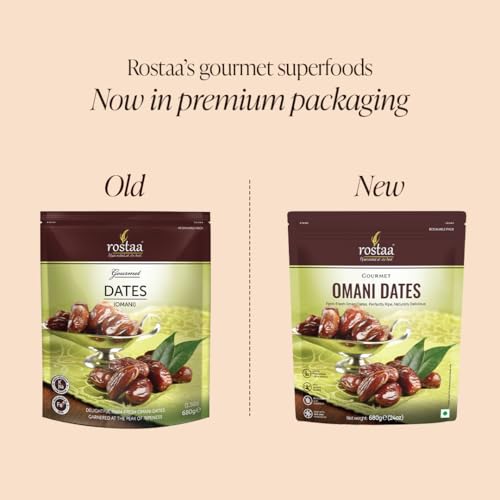 Image of Rostaa Gourmet Omani Dates 680gms | Best in Quality Khajoor, Khajur | Boosts Immunity & Energy | Supports Hormone Balance | Rich in Fiber & Antioxidants | Premium 100% Natural Snack