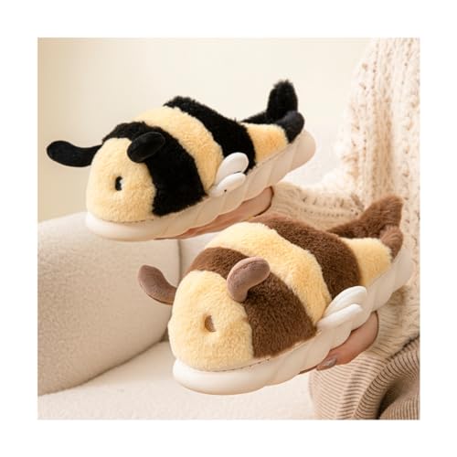 Baiyuruodie Cute Bee Slippers: Unisex Soft Plush Comfortable, Non-Slip, Warm Animal House Slippers for Men and Women3