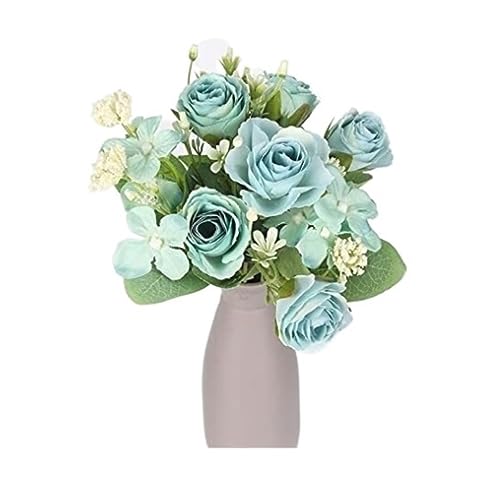 人工花偽の花たくさんの美しい人工牡丹バラの絹の花DIYテーブルセンターピースの家の家の装飾(色:E)(b)