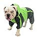 Lovelonglong American Bully Pitbull Dog Hooded Raincoat, Bulldog Rain Jacket Poncho Waterproof Clothes with Hood Breathable 4 Feet Four Legs Rain Coats for Pugs English French Bulldog Green B-M