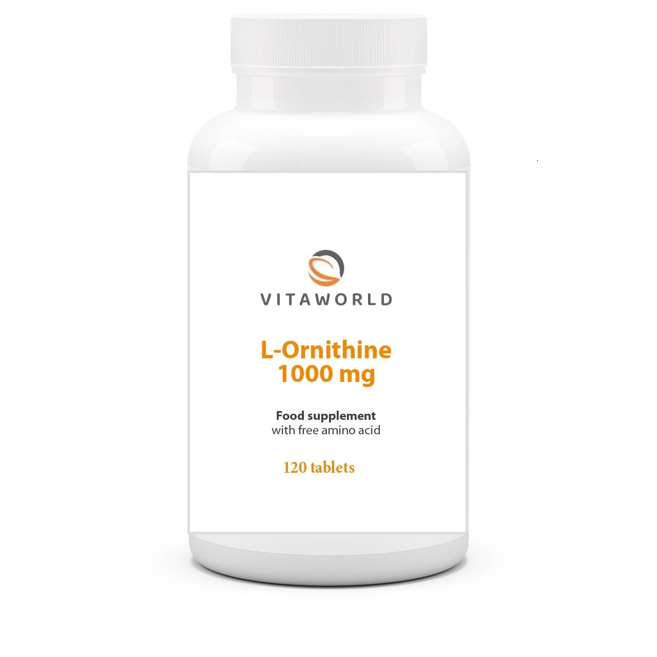 Vita world L-Ornithine 1000 mg l 120 Tablets l Highly dosed l Vegan l Ideal as a Supplement for an Increased Protein Intake l no additives l Gluten and Lactose-Free