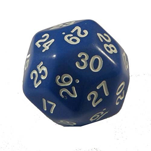 Blue Opaque Dice Triantakohedron 30 Sided 33mm Jumbo Spindown Counter d30