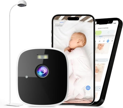 Rraycom Smart Baby Monitor with Floor Stand, 2K Crib Camera with AI Breathing Monitor, No Wearables...