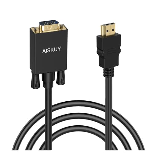 AISKUY HDMI to VGA Cable, HDMI Source to VGA Display 6FT Cord Adapter Uni-Directional 1080P 60Hz for Computer, Laptop, Desktop, Projector, Monitor, HDTV, Roku, Xbox