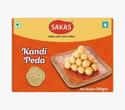 Image of SAKAS Fresh Satari-Style Kandi Peda 200g | Traditional Maharashtrian Sweet | Soft Rich & Delicious Texture | No Added Colors or Preservatives | Festive Gift Pack | Since 1993 | 60 Days Shelf Life